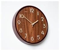 Jam Dinding Kayu Solid 12-Inci dengan Quartz untuk Ruang Tamu dan Ruang Belajar Dekorasi Rumah Gaya Cina Modern