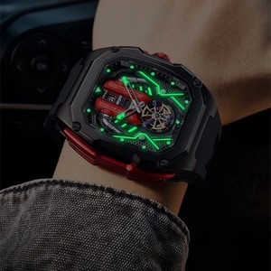 Reloj de Pulsera Deportivo y Elegante para Hombre, de Acero Inoxidable, con Movimiento de Cuarzo Analógico, Resistente al Agua 3BAR, Correa de Silicona/Goma de 20 mm - Product Image 5