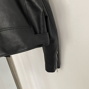 <span class=keywords><strong>Giacca</strong></span> corta Vintage da donna ampia in finta pelle sintetica con cintura <span class=keywords><strong>giacca</strong></span> da <span class=keywords><strong>Moto</strong></span> da donna con cerniera retrò <span class=keywords><strong>Moto</strong></span> cappotto da motociclista - Product Image 6