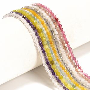 Cuentas de piedra Natural redondas facetadas de piedras preciosas mixtas de China 2 3 4 5Mm para collar de Cuentas pequeñas de curación larga - Product Image 1