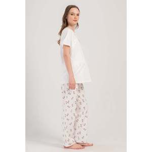 KADIN P.SUPREM CIFT PATLI KISA KOL ETEGI OVAL HAMILE PIJAMA TAKIM - BLANCO - BLANCO - Product Image 3