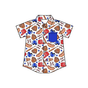 Conjunto de Ropa Infantil Personalizada para el 4 de Julio, con Estampado de Comida de Béisbol, 95% Algodón, Pantalones Cortos Casuales para Bebé y Camiseta Tipo Romper - Product Image 4