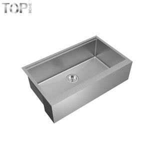 Évier de cuisine Tophome en acier inoxydable 304 fait main, certifié CUPC, 33 pouces, style ferme, à tablier, cuve unique, avec accessoires de robinetterie - Product Image 2