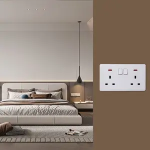 Atenuador de luz universal industrial UK enchufes eléctricos de doble Polo interruptores de pared de baquelita blanca