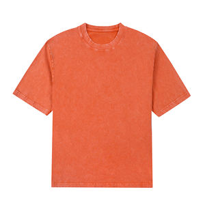 T-shirt streetwear à col rond, lavage à l'acide, coton lourd, t-shirts 250 g/m², haute qualité, lavage vintage, épaules tombantes, t-shirt surdimensionné - Product Image 4