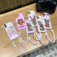Coque de téléphone de dessin animé personnalisé pour iPhone 15 Pro Max 16 14 Plus 13 12 11 Mignon lanière housse de téléphone avec dragonne