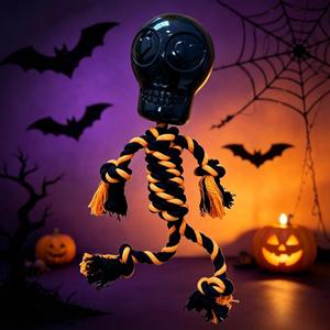 Juguete Masticable para Perros con Forma de <span class=keywords><strong>Esqueleto</strong></span> de Halloween, Juguete Interactivo de Cuerda de Algodón con Calavera de TPR para Limpieza Dental, para Perros Pequeños y Medianos - Product Image 1