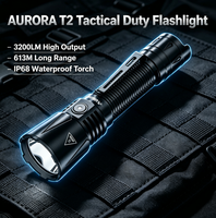 Lampe torche LED rechargeable par USB AURORA T2 3200LM IP68 étanche, batterie de grande capacité 5000mAh, longue durée de fonctionnement, lampe tactique