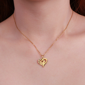Collar con Colgante de Corazón Chapado en Oro 304 316 con Circonita Cúbica, Grabado MOM, Joyería Romántica para Mujer para Uso Diario - Product Image 6
