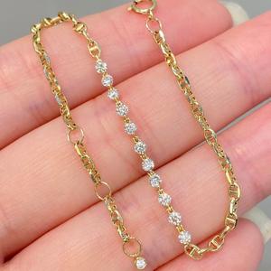 Pulsera Xinfly de Oro Puro de 18K con Diamantes, Eslabones Marineros, Cadena de Ancla con Pavé de 0.40ctw, AU750, Joyería Fina Retro Apilable para Mujer - Product Image 4