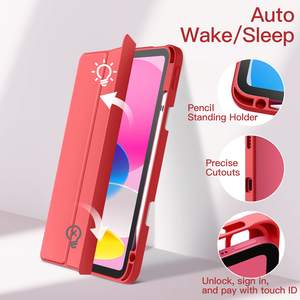 Tablet kapakları ve kılıfları için <span class=keywords><strong>iPad</strong></span> (A16) 11th Gen/<span class=keywords><strong>iPad</strong></span> 10th nesil kalemlik standı akıllı kapak yumuşak TPU geri, otomatik uyandırma/uyku - Product Image 6