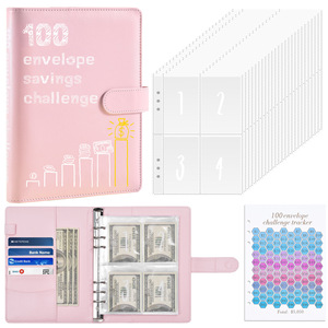 100 ngày phong bì Ngân Sách chất kết dính A5 PU da tiền tiết kiệm thách thức Cuốn sách với khóa cho món quà cho với bên trong những thứ - Product Image 4