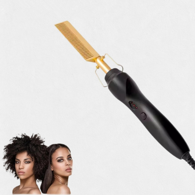 Customized Professional Portable Electric Hair Straightener Ceramic Hot Comb Straightener for Wigs & Human Hair Salon Tool