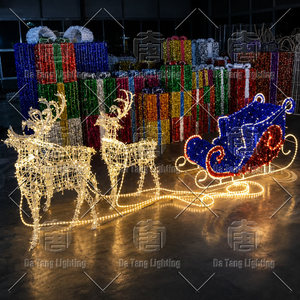 3D Christmas Santa Reindeer Carriage LED Motif Light For Theme Park Holiday Display - Product Image 3