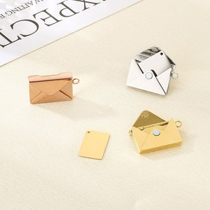 Colgantes y dijes de moda de acero inoxidable 316L chapados en oro PVD de 14K y 18K personalizados, dije de sobre y libro para la fabricación de joyas - Product Image 2