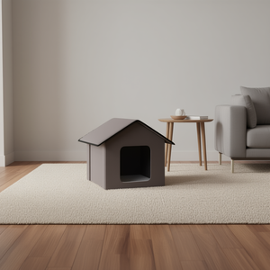 Maison pour chat en bois massif avec toit en plastique, pour petits animaux, pour salon, facile à nettoyer, toutes saisons, style luxueux - Product Image 2