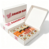 Boîte à emporter pour sushis, écologique, recyclable, en papier artistique, avec revêtement UV en feuille d'or, personnalisable, emballage alimentaire pour sushis et gâteaux