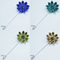 Broche longue en ruban de satin fait main avec fleur et strass, mini épingle délicate pour revers de costume de gentleman, idéale pour mariage