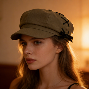 Nouveau Béret Femme Style Japonais avec Cordons Croisés - Amincissant pour le Visage, Respirant, 100% Polyester, Casquette Décontractée Quatre Saisons - Product Image 3