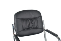 Vente en gros de chaise visiteur de bureau en cuir noir/marron de haute qualité pour salle d'attente avec cadre en métal chromé avec accoudoir