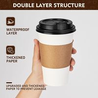 Gobelets à café en papier personnalisés de 16 oz, 50 pièces, avec couvercles et manchons pour boissons chaudes et froides, anti-fuite et anti-déversement, gobelets à emporter