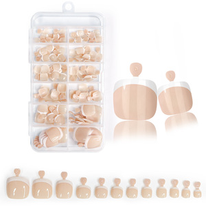 <span class=keywords><strong>Faux</strong></span> ongles de pieds à presser personnalisés avec logo, 120 pièces, brillants, courts, blancs, ronds, couvrants, en acrylique, rose/nude/marron - Product Image 6