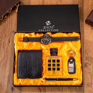 Ensemble de 5 articles pour homme : portefeuille + parfum + porte-clés + montre à quartz à grand cadran + <span class=keywords><strong>stylo</strong></span>, coffret cadeau pour le bureau et les cadeaux - Product Image 2