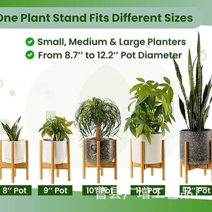 Support à fleurs en bois massif, porte-plantes d'intérieur et d'extérieur, pour balcon, salon, support au sol, couleur naturelle, montage facile - Product Image 4