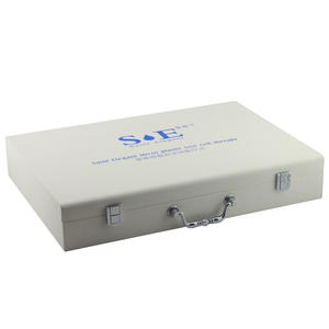 Boîte à cosmétiques personnalisée de luxe en <span class=keywords><strong>faux</strong></span> cuir blanc boîte en <span class=keywords><strong>bois</strong></span> avec poignée <span class=keywords><strong>argent</strong></span>ée insert EVA taille et logo personnalisés - Product Image 4