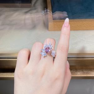 Anillo de Plata de Ley S925 para Mujer, Serie Rosa, con Incrustaciones de Diamantes de Alto Carbono y Circonita, Diseño de Flor de Hielo, Popular en Europa y América - Product Image 6