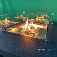 Table de foyer carrée moderne en ciment COLG008, autoportante, portable, sans fumée, avec verre de foyer, 65K BTU pour gaz naturel