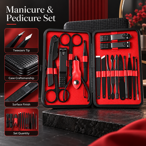 Ensemble de manucure et pédicure en acier inoxydable de qualité supérieure, kit complet d'outils de soin des ongles avec étui rigide portable - Product Image 1