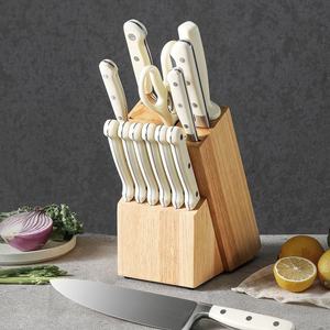14 Pcs White Triple Rivet Ergonomic Handle <b>Sharp</b> Anti‑Rust Chef <b>Knives</b> <b>Set</b> Stainless Steel Kitchen <b>Knife</b> <b>Set</b> with Wooden Block - Product Image 2