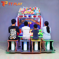 Machine de jeu d'arcade de course automobile pour enfants à 4 joueurs avec système de récompense par tickets, à monnayeur, pour centre de divertissement intérieur, avec cabinet en métal et plastique