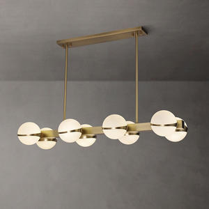 Lámpara colgante de latón, luz de techo de forma <span class=keywords><strong>rectangular</strong></span>, iluminación de <span class=keywords><strong>cocina</strong></span>, candelabro moderno de lujo para el hogar - Product Image 1