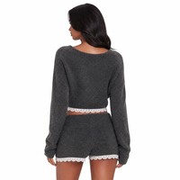 Pull-over en maille personnalisé avec logo pour femme, col rond, manches longues, motif géométrique, décontracté, mode hiver, mélange acrylique, usine OEM & ODM