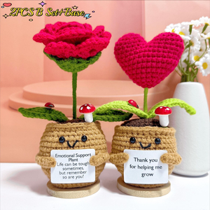 Planta de Ganchillo 2026 con Forma de <span class=keywords><strong>Corazón</strong></span> de Girasol y Rosa en Maceta, Planta Positiva Emocional, Regalo de Graduación, Gracias por Ayudarme a Crecer - Product Image 5