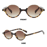 Lunettes de soleil rondes rétro steampunk unisexe, monture brillante en métal doré, incrustation sur la monture, double rivet à points, pont à trou de serrure