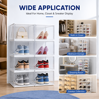 Grande boîte de rangement pour chaussures en acrylique transparent, boîte de présentation anti-poussière pour baskets avec porte magnétique, organisateur empilable pour chaussures homme femme