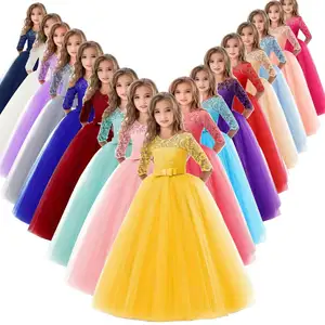 Vestido para meninas, novo produto, bonito, renda, bordado, festa, vestido de noiva, princesa ocidental, vestido de noiva para crianças, vestido para meninas da índia