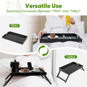 Mesa Plegable Impermeable y Ecológica de Bambú para Cama con Asas, Bandeja Multifuncional para Portátil y Desayuno - Product Image 3