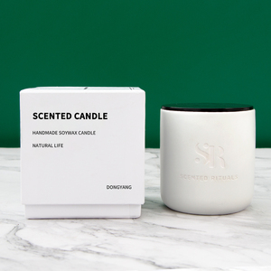 Wholesale white candle vessel luxury empty container ceramic candle jar with metal lid and gift box for candle making