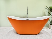 Baignoire autoportante en acrylique orange mat moderne, baignoire profonde ODS