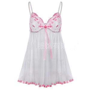 La nuit en satin pour femmes de la Saint-Valentin <span class=keywords><strong>porte</strong></span> des robes et des ensembles de lingerie en dentelle avec <span class=keywords><strong>porte</strong></span>-jarretelles en V profond nuisette licou vêtements de nuit sexy - Product Image 2