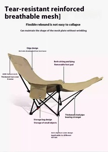 Silla Plegable Metálica Reclinable de 4 Posiciones, Resistente, 600D, Respaldo Alto, Tipo Luna, para Pesca, Picnic, Viajes <span class=keywords><strong>y</strong></span> Siesta - Product Image 4