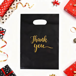 Custom Logo Printed Fold Plastic Pink Thank You Die Cut HDPE LDPE Handle Carry Shopping Packaging Bags - Product Image 6
