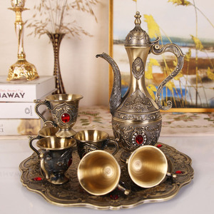 Set da Caffè e Tè in Metallo Vintage Stile Europeo di Lusso, Set da 6 Tazze per Servire Caffè, Cappuccino e Tè - Product Image 5