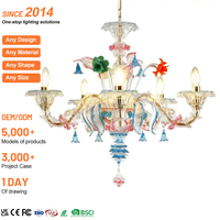 Usine Vente Coloré Verre Suspension Lampe Hôtel Villa Chambre Éclairage Suspendu Monté Led Lustre