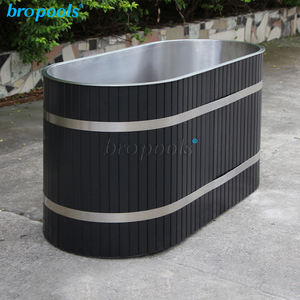 Moderna Bañera Portátil de Hidromasaje de Acero Inoxidable para Terapia de Frío, Ovalada, Negra, con Opción de Enfriador WPC de 1HP para Recuperación en Gimnasio - Product Image 3