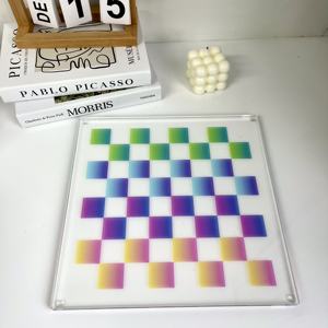 Scacchiera Personalizzata <span class=keywords><strong>in</strong></span> Acrilico Sfumato Colorato, Alta Trasparenza, <span class=keywords><strong>Vetro</strong></span> Organico Ispessito, Gioco Puzzle per Bambini - Product Image 2